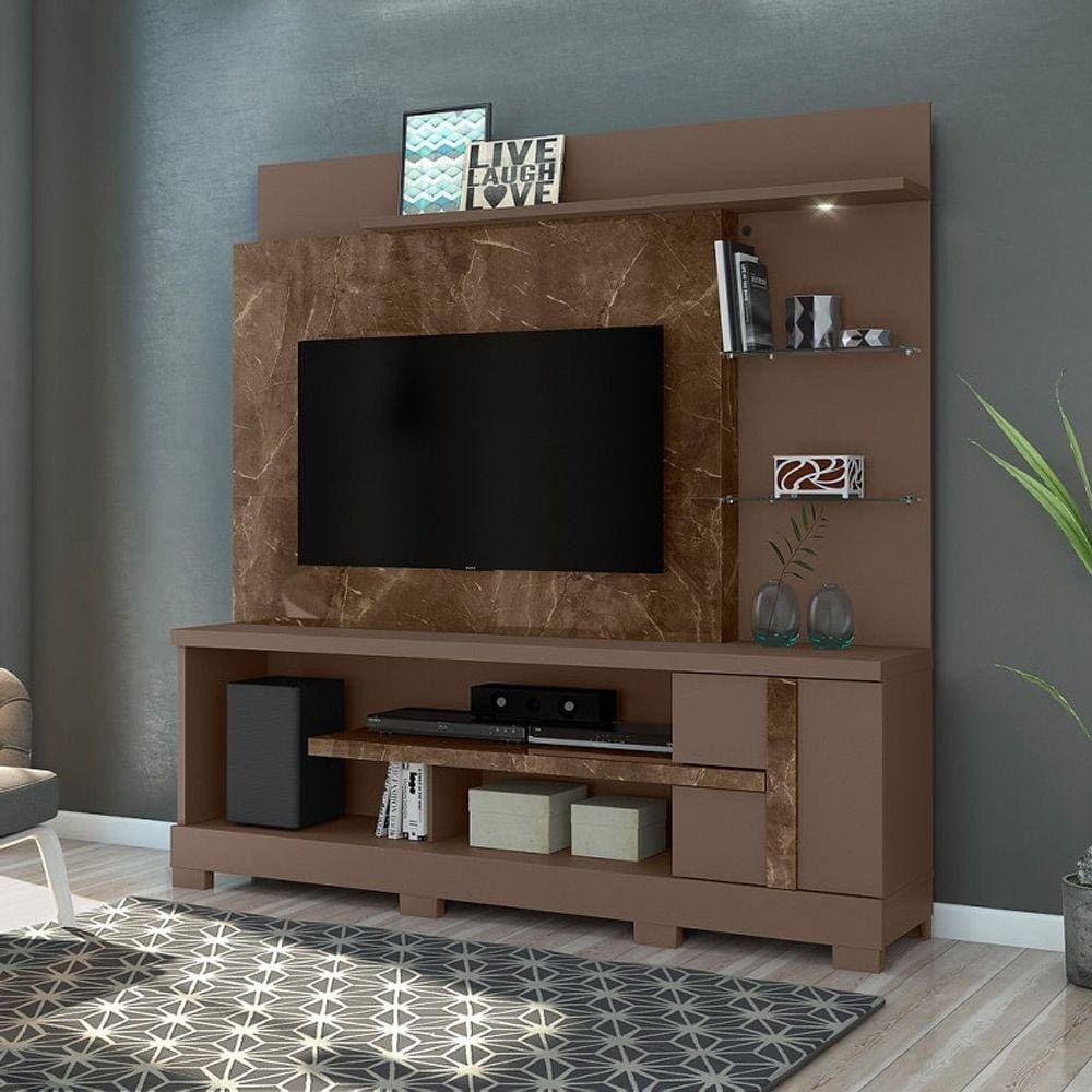 Estante Alan para TV de até 55 polegadas COM PÉ  - IMPERIAL / SÉPIA - Madetec