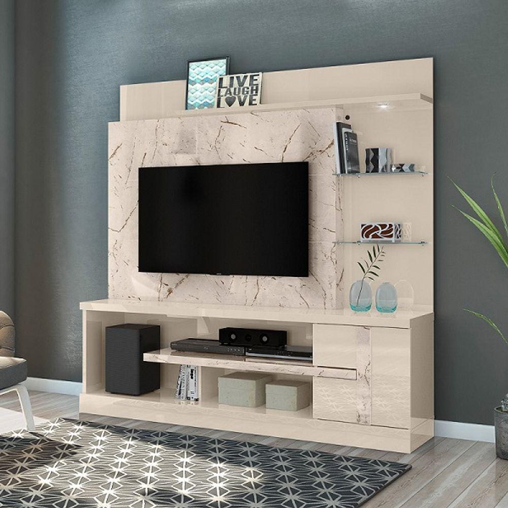 Home Theater Alan para TV de até 55 polegadas - CALACATA / OFF WHITE - Madetec