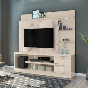 Home Theater Alan para TV de até 55 polegadas - CALACATA / OFF WHITE - Madetec