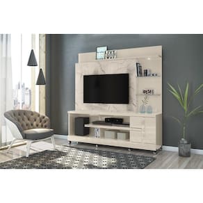 Home Theater Alan para TV de até 55 polegadas COM RODÍZIO - CALACATA / OFF WHITE - Madetec