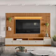 Rack com Painel para TV até 75 Polegadas 2 Portas 2 Gavetas Ouro Preto Linea Brasil