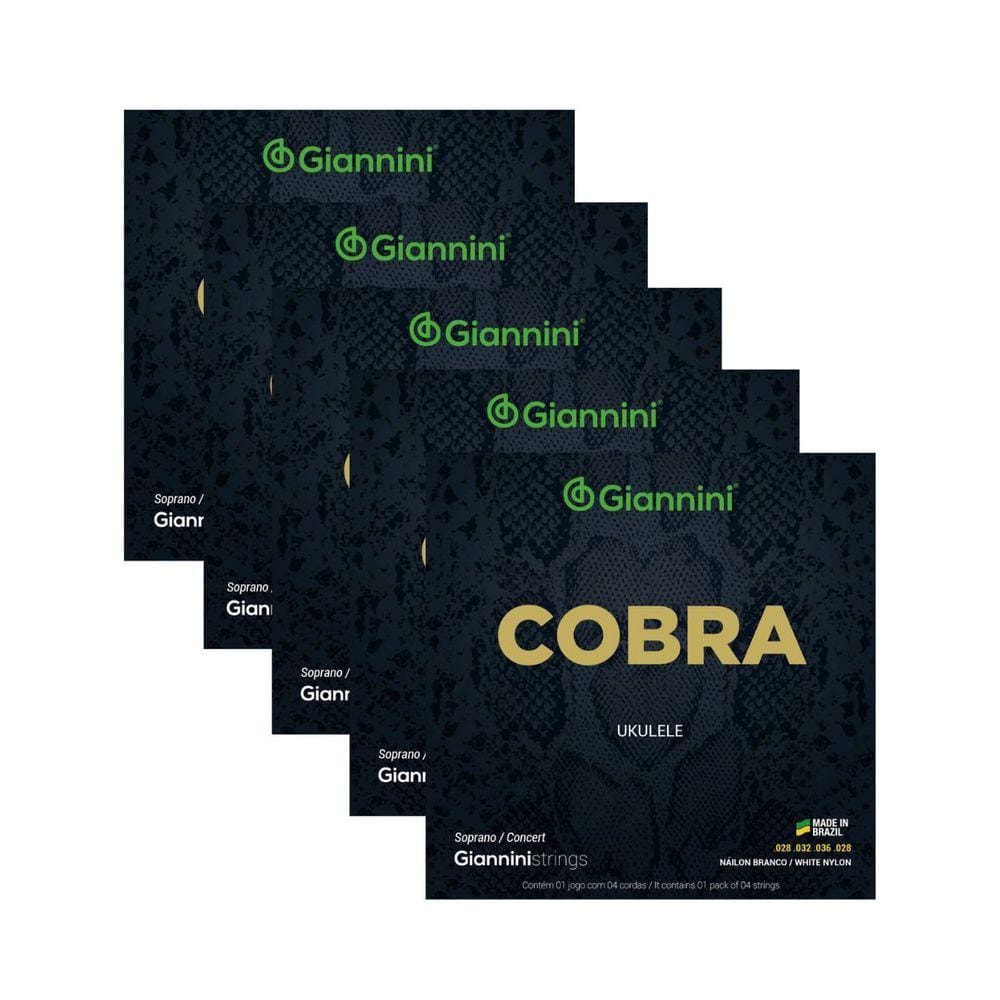 Kit 5 Encordoamento Ukulelê Giannini Cobra Concert Soprano GEUKSC Nylon