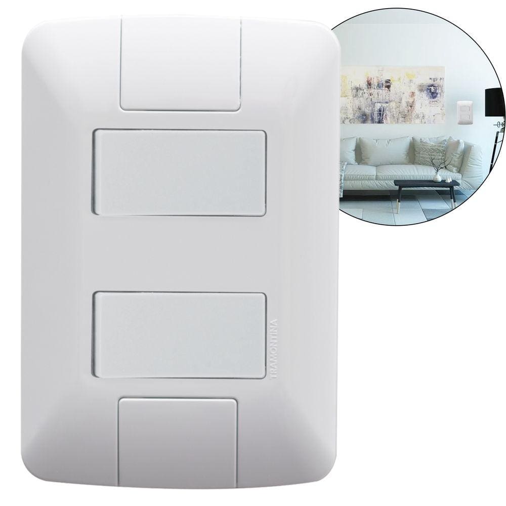 Interruptor (apagador) Duplo Simples Tramontina aria branco 6a 250v