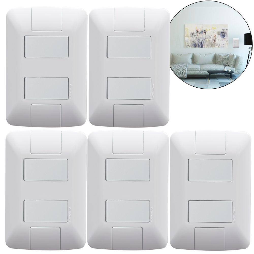 5 Interruptor (apagador) Duplo Simples Tramontina aria branco 6a 250v