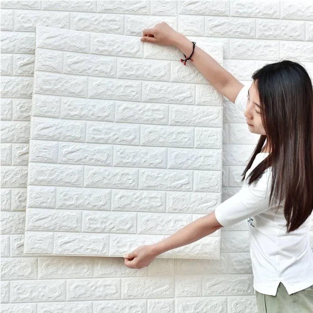 Painel3d RevestimentoParede TijolinhoBranco 70x77Autocolante