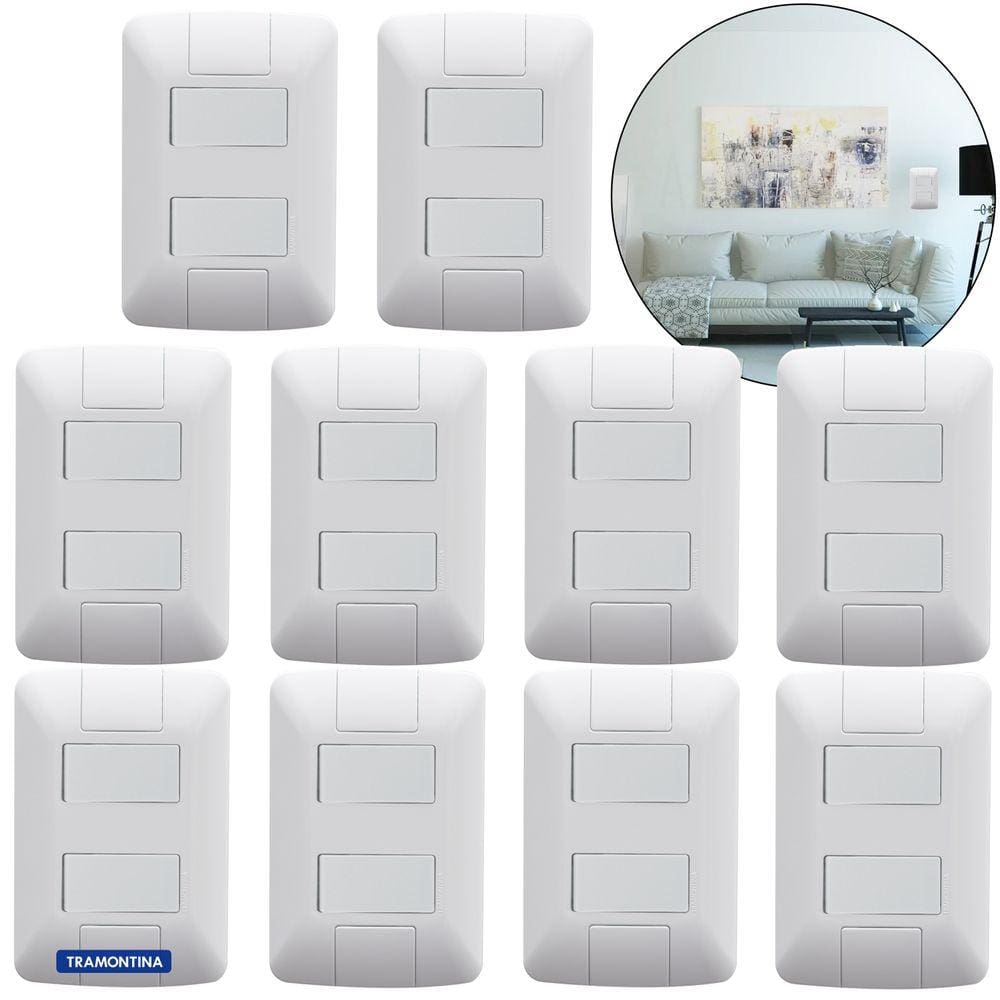 10 Interruptor (apagador) Duplo Simples Tramontina aria branco 6a 250v