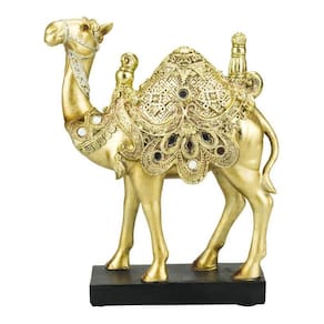 Enfeite Decoração Rack Sala Camelo Dourado Resina - 20cm