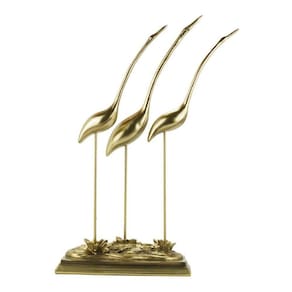 Enfeite Resina Grande Rack Sala Dourado 3 Garsas - 42cm