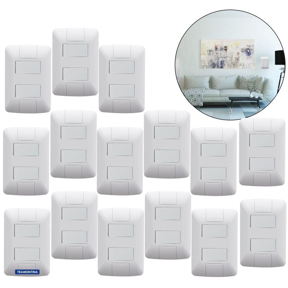 15 Interruptor (apagador) Duplo Simples Tramontina aria branco 6a 250v