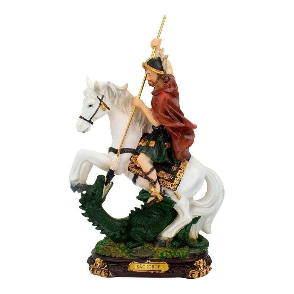 Enfeite Realista Imagem São Jorge Guerreiro Grande - 32cm
