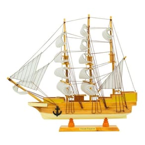 Miniatura Enfeite Decoração Barco Navio Veleiro Madeira 43cm