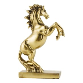 Enfeite Resina Rack Estante Cavalo Dourado Realista -15cm