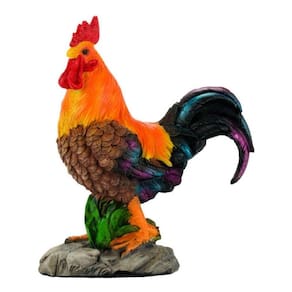 Enfeite Rack Sala Cozinha Galo Colorido Realista - 17cm