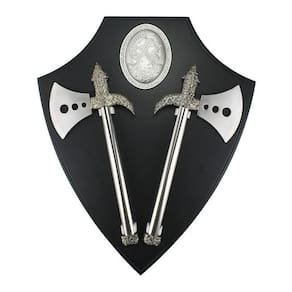 Kit Enfeite Viking Medieval 2 Machados Decorativos Escudo