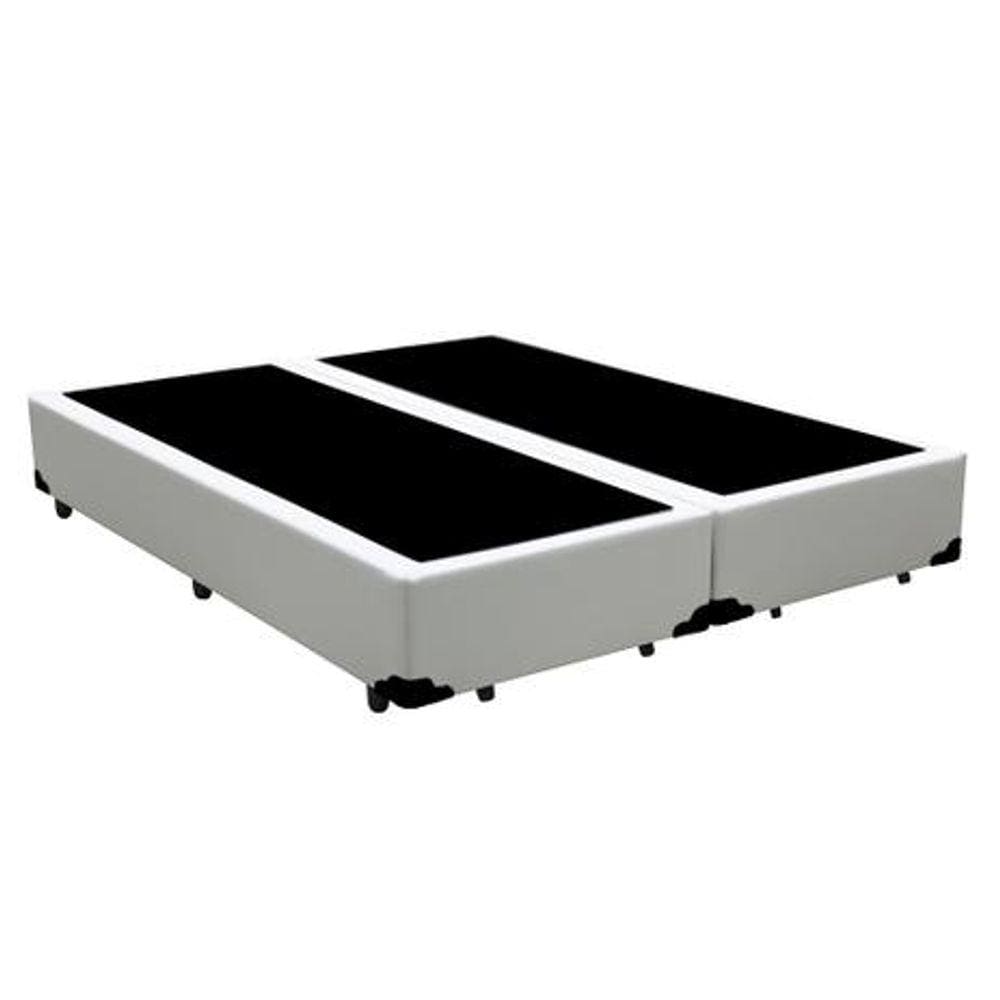 Base Cama Box Bipartido Casal Sintético Branco RC Sono Leve 38x138x188
