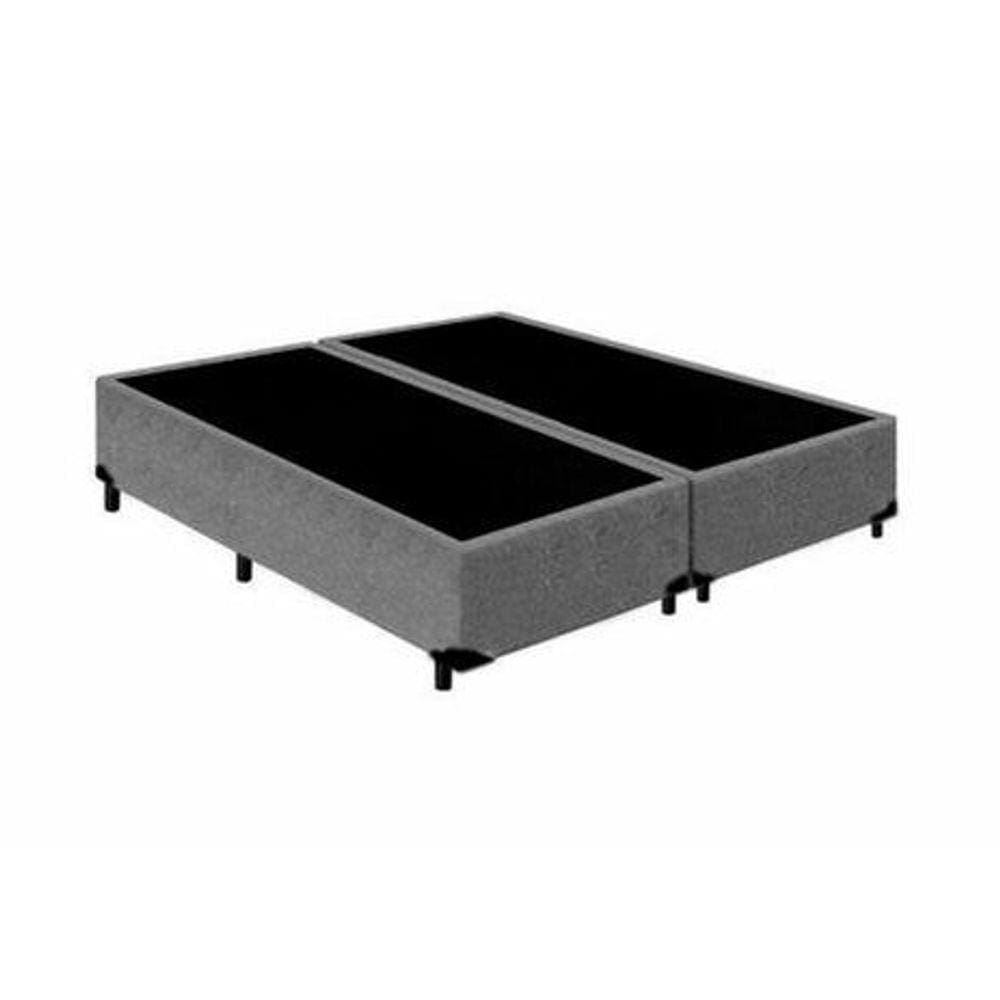 Base Cama Box Bipartido Casal Suede Cinza RC Sono Leve 38x138x188