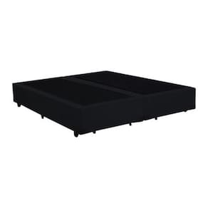 Base Cama Box Bipartido Casal Suede Preto RC Sono Leve 38x138x188