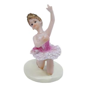 Enfeite Em Resina Bailarina De Vestido Rosa 9cm - Enfei