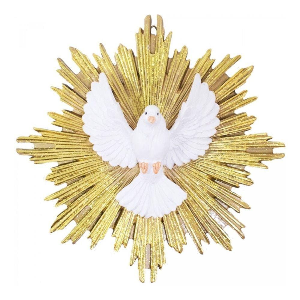 Divino Espírito Santo Dourado 15cm Enfeite Resina