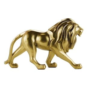 Enfeite Grande Rack Sala Leão Dourado Realista - 32cm