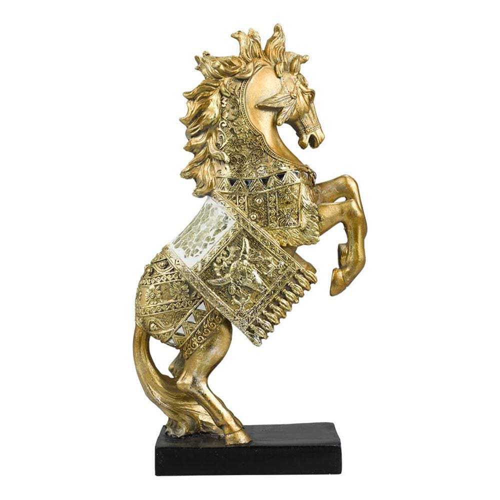 Enfeite Rack Sala Estante Hipismo Cavalo Dourado  26.5cm 