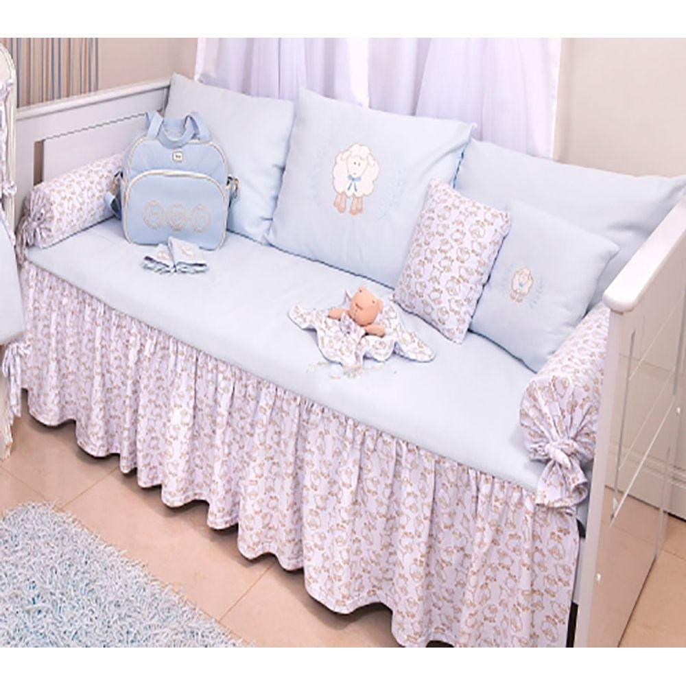 Kit Cama Babá Ovelhinha Hug Baby Cor Azul