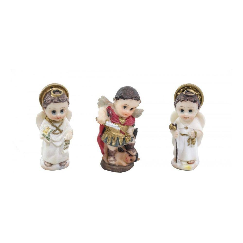 Trio Três Arcanjos Infantil São Miguel Gabriel Rafael  4cm  