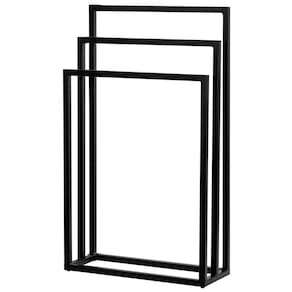 Toalheiro De Piso Triplo Banheiro Lavabo Lovell Metal Preto Dhom Preto