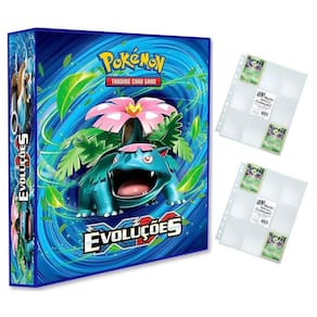 Álbum Pasta Fichário Pokemon com 20 Folhas YES 9 Bolsos  XY - Evoluções Venusaur Blastoise Capa Dura