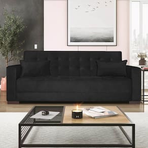Sofá Cama 3 Lugares Suede Ipanema Preto