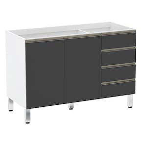 Balcão De Pia Sem Tamp 120cm Branco Com Preto Txt