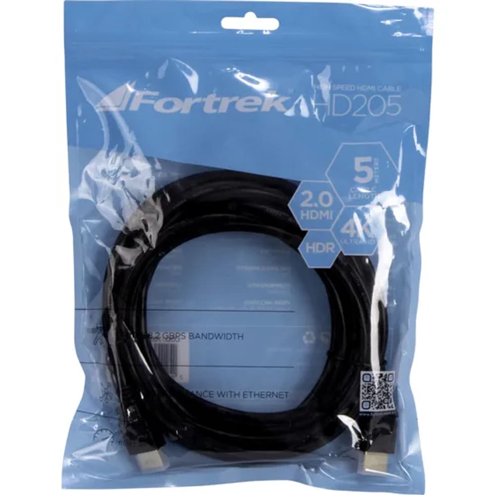 Cabo HDMI 2.0 5M Fortrek, Ultra HD 4K, Preto - HD205