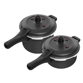 Kit Panela De Pressão 3 Litros E 5 Litros Antiaderente Fecho Externo Preto Patolux