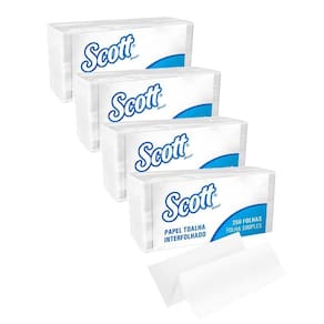 Kit 4 Papeis Toalha Interfolhado Scott Folha Simples com 250 Folhas