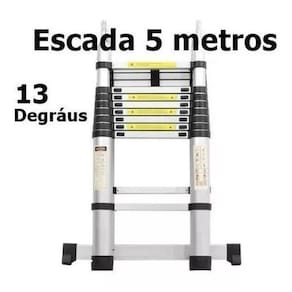 Escada Telescópica Alumínio 5M 13 Degraus Garantia 12 Meses