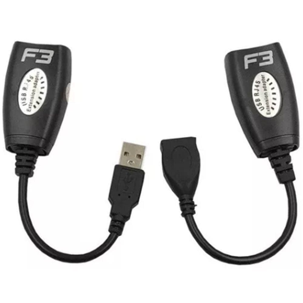 Cabo Extensor Usb Converte Em Cabo De Rede Jc-ad-2rj45
