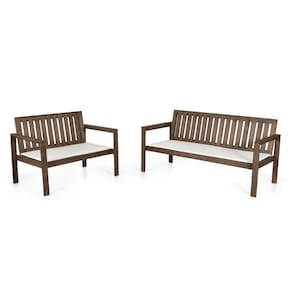 Conjunto Bancos 2 e 3 Lugares com Almofadas Orquídea Nogueira
