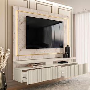 Bancada Suspensa Gaia para TV de até 75 polegadas - CALACATA / OFF WHITE - Madetec