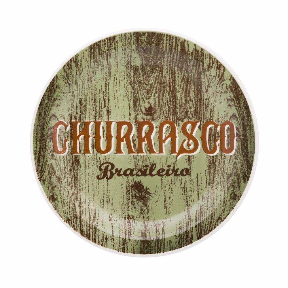 Prato Raso Churrasco Verde Green Oxford Ceramica 26Cm