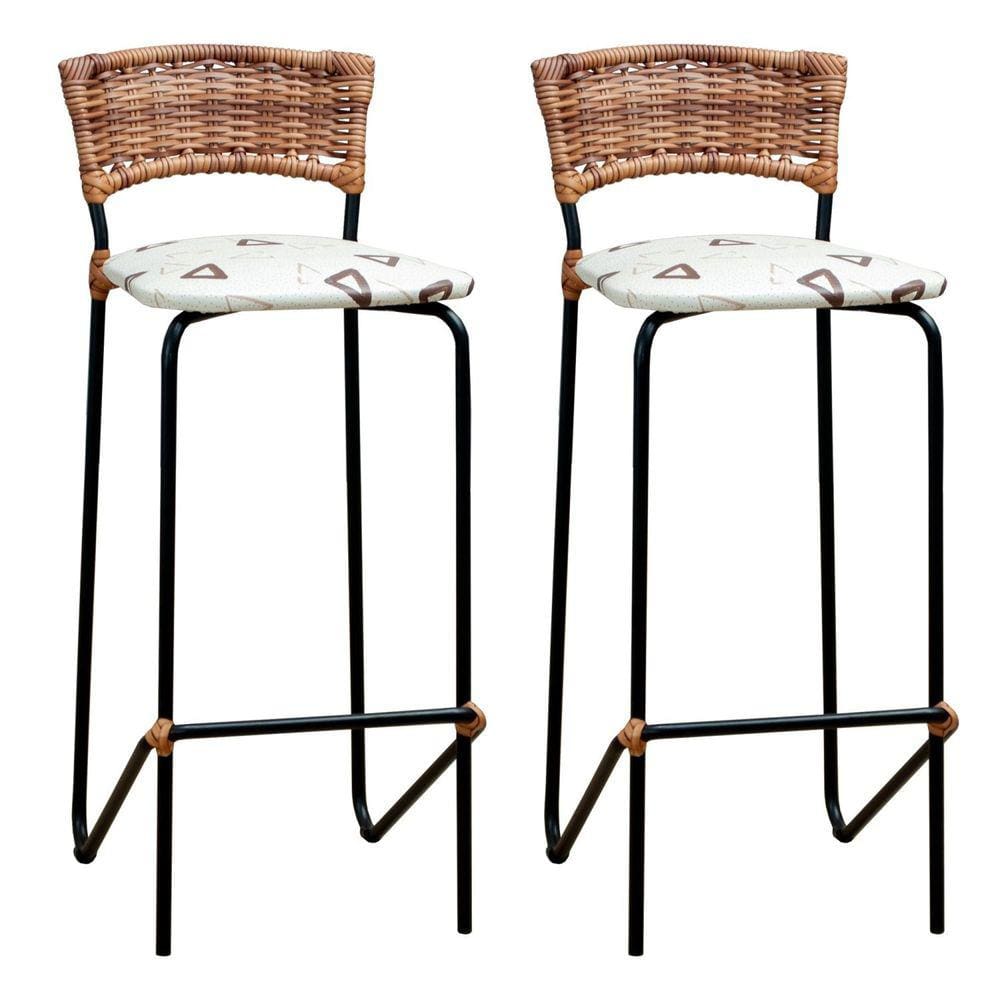 Conjunto 2 Banquetas 88cm Junco Castor Preto fosco/Bege Ibere