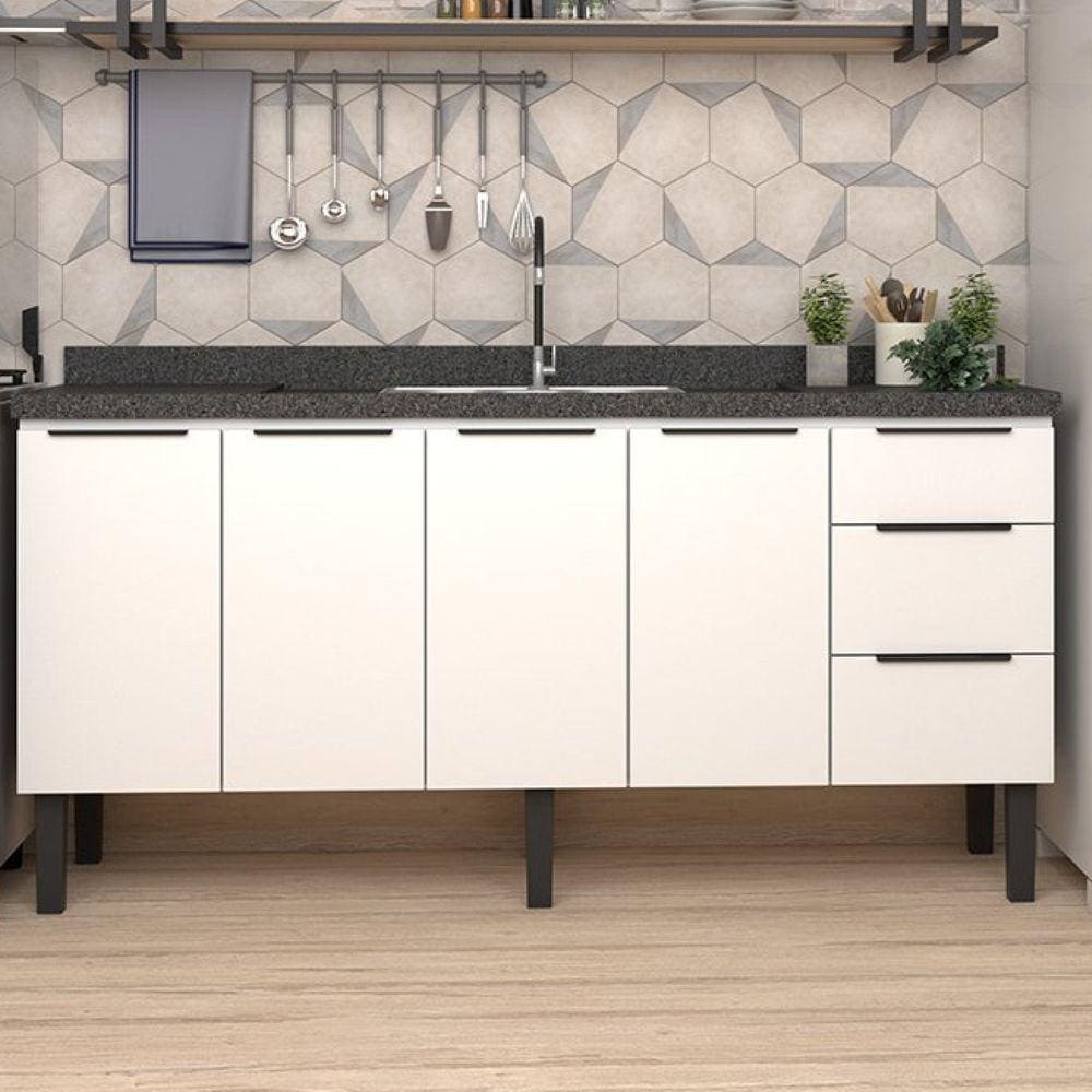 Balcão de Cozinha 4 Portas 3 Gavetas 174cm Júpiter Cozimax Branco