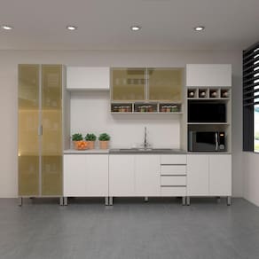 Cozinha Completa 6 Peças sem Pia com Vidro Reflecta Lis Luciane Móveis