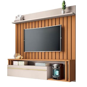 Painel para TV Suspenso 55 Pol. Elza H01 Off White/Cinamomo - Mpozenato