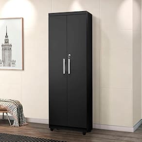 Armário Multiuso Sapateira Com Chave 2 portas e 5 Prateleiras Isabela Cor Preto - Rud Rack