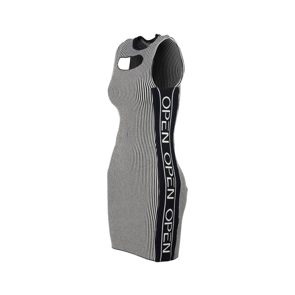 Vestido Tricô Listrado Logo OPEN FEMININO