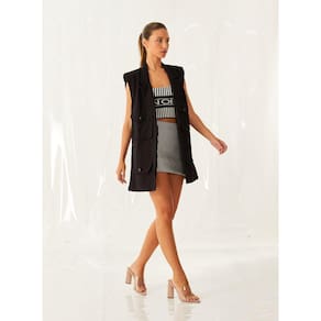 Top Logo Tricô Listrado OPEN FEMININO