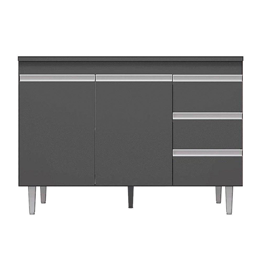 Balcão Gabinete Para Pia 120cm 2 Portas Andréia Cinza - AJL Móveis