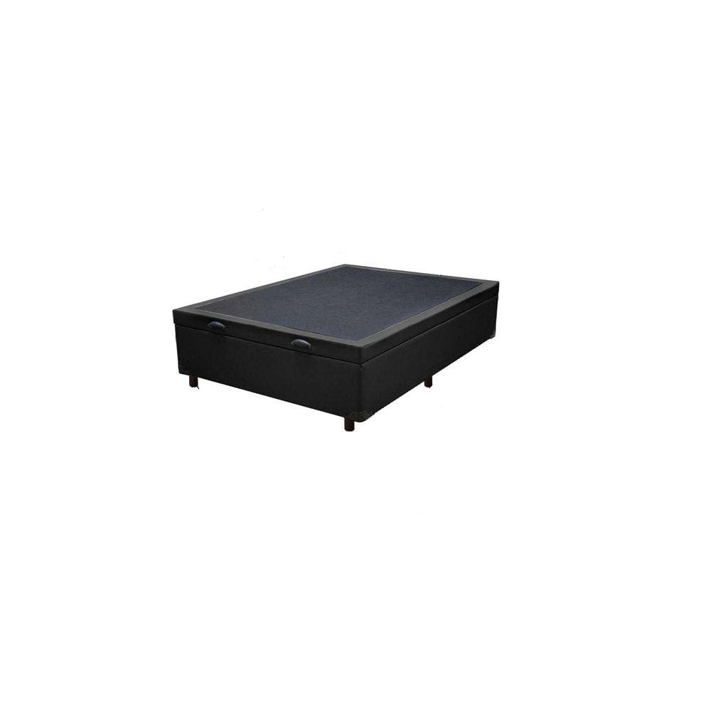 Cama Box Baú Viúvao Sintético Preto Com 128cm de Largura