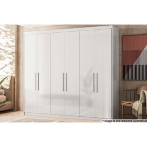 Guarda Roupa Casal 6 Portas 4 Gavetas 3 Prateleiras Venice Branco - Demóbile