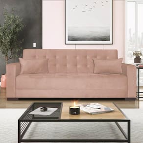Sofá Cama 3 Lugares Suede Ipanema Rose